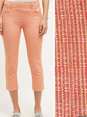 Cartonnier from Anthropologie Charlie cropped trousers in orange and pink stripe